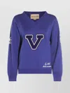 Valentino Blue Sweatshirt With V And Le Chat De La Maison Embroidery