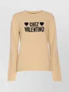 Valentino Beige Chez Logo Sweater In Brown