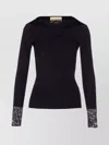 Valentino Knitwear With Lace Cuffs And Long Sleeves In Black