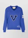 Valentino Blue Sweatshirt With V And Le Chat De La Maison Embroidery