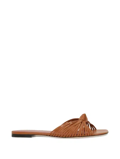 Valentino Garavani Annet Brown Goat Leather Calf Leather Sandals In Multi