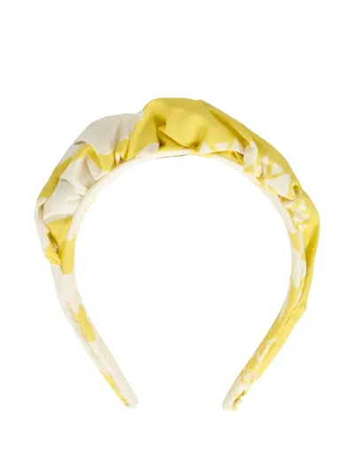 Valentino Garavani Knotted Print Headband In Yellow