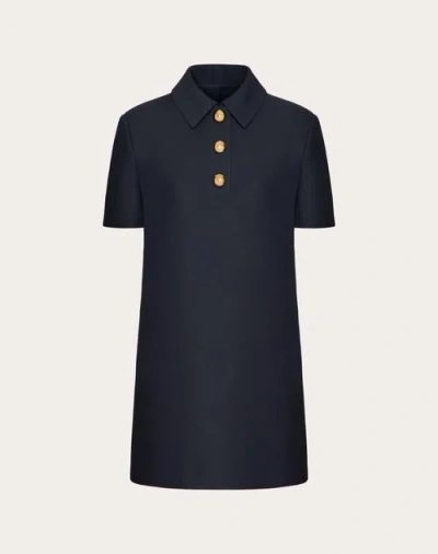 Valentino Short-sleeve Polo-collar Minidress In Navy