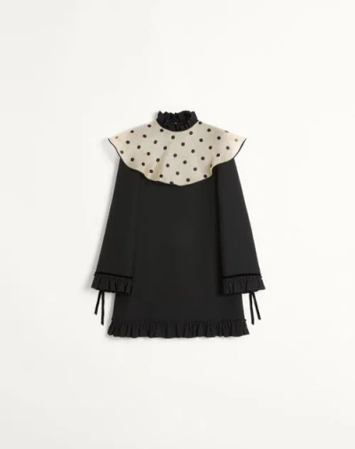 Valentino Womens Nero Betulla Frill-trim Long-sleeve Crepe Wool-silk Mini Dress In Multi