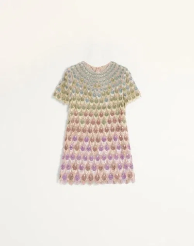 Valentino Embroidered Organza Mini Dress In Powder/multicolor