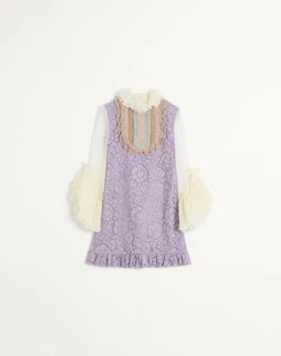Valentino Kurzes Kleid Aus Bestickter Heavy Lace Frau Multicolor 38 In Multi-color