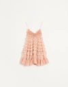 Valentino Kurzes Kleid Aus Chiffon Frau Rose Mist 38