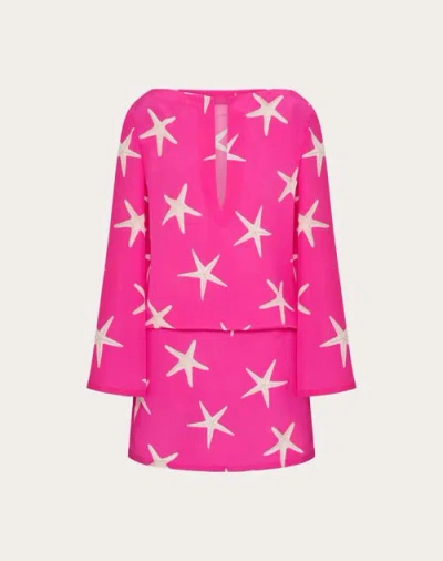 Valentino Starfish Print Mini Dress In Multicolor