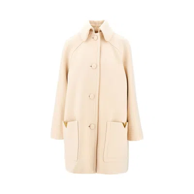 Valentino L Drap Peacoat With Vgold Details In Sand