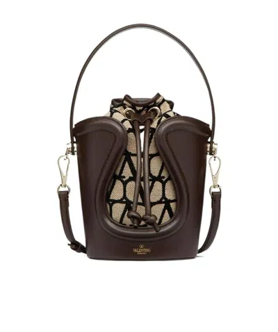 Valentino Garavani Le Cinquieme Toile Iconographe Bucket Bag In Black