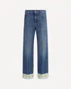 Valentino Heart Court Straight Jeans With Embroidered Hem