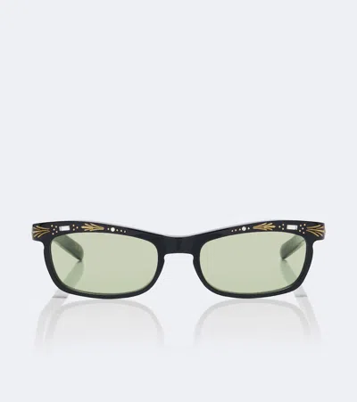 Valentino La Coureuse Embellished Rectangular Sunglasses In Green