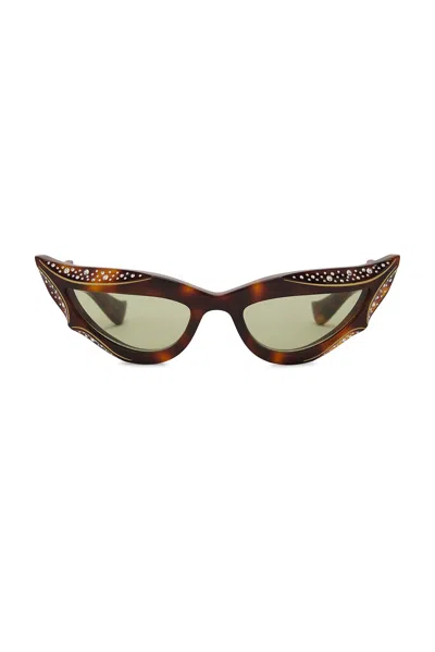 Valentino La Gattara Geometric Sunglasses In Havana & Green