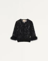 Valentino Lace And Cotton Cardigan Woman Black Xs In Multi
