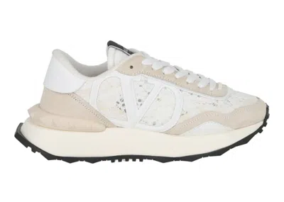 Pre-owned Valentino Garavani Lace And Mesh Lacerunner White Ivory (women's) Sneakers In White Light Ivory