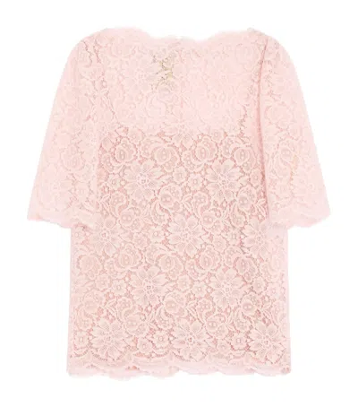 Valentino Lace Boat-neck Blouse In Pink