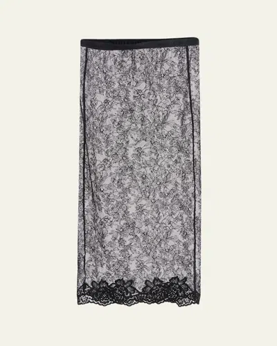 Valentino Lace Bodycon Midi-skirt In Black