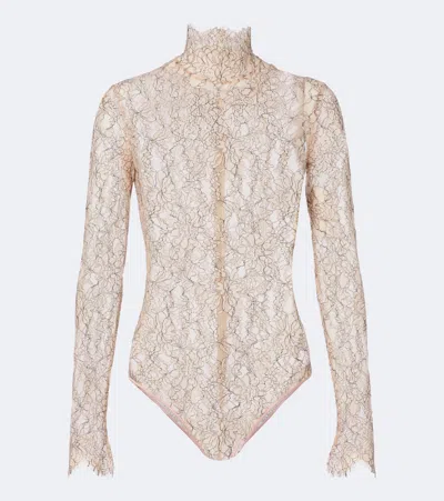 Valentino Lace Bodysuit In Neutral