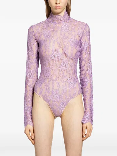 Valentino Lace Bodysuit In Purple