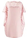 Valentino Lace Cape Shift Dress In Pink