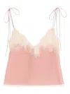 Valentino Silk Lace-trim Tank Top In Pink
