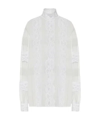 Valentino Lace-detail Blouse In White