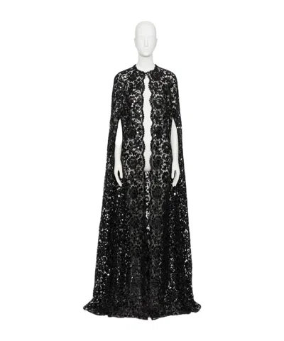 Valentino Lace Detail Coat In Black