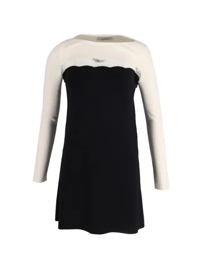 Pre-owned Valentino Lace-detail Mini Dress In Black