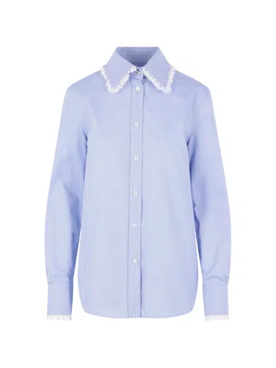 Valentino Lace-detail Shirt In Blue