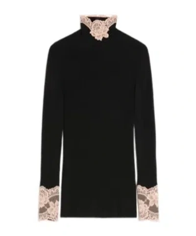 Valentino Long-sleeved Sweater In Black