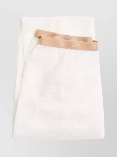 Valentino Lace Detailing Sheer Fabric Elastic Waistband In White