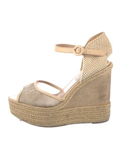 Pre-owned Valentino Garavani Lace Espadrilles In Neutral
