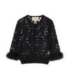 Valentino Feather-trimmed Cotton Corded Lace Cardigan In Multi
