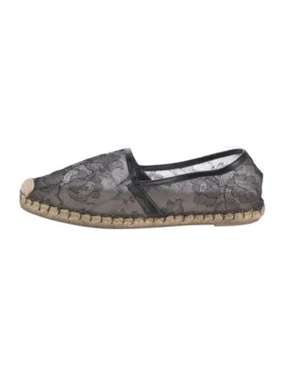 Pre-owned Valentino Garavani Lace Floral Print Espadrilles In Black