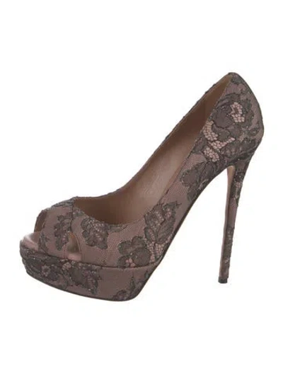 Pre-owned Valentino Garavani Lace Floral Print Pumps In Pink