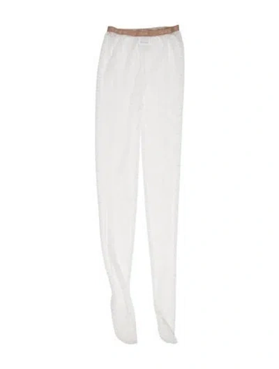 Pre-owned Valentino Lace Footed Tights W/tags In White