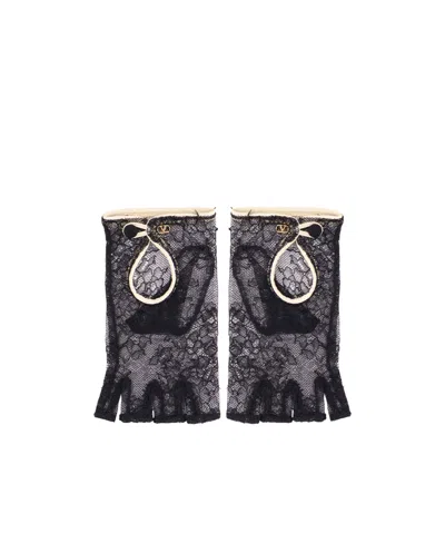Valentino Garavani Lace Gloves In Black