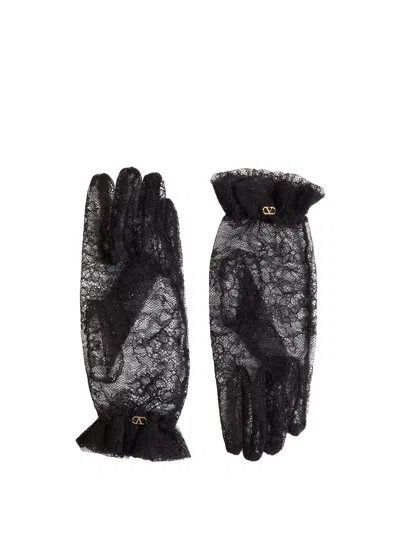 Valentino Garavani Lace Gloves In Black