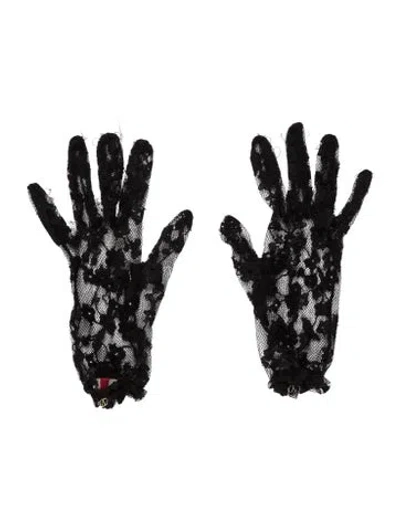 Pre-owned Valentino Garavani Lace Gloves In Black