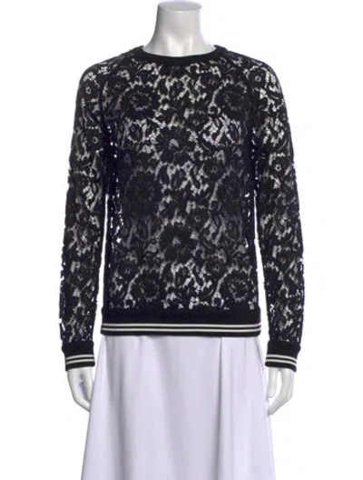 Pre-owned Valentino Lace Graphic Print Sweatshirt In Black