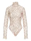 Valentino Lace Detailed High Neck Top In Neutral