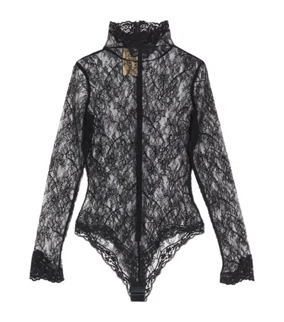 Valentino Lace High-neck Bodysuit In Black