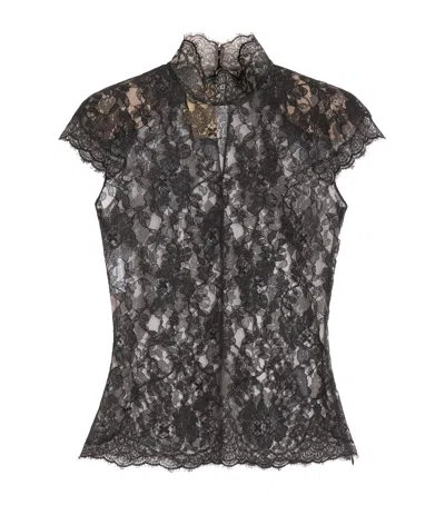 Valentino Lace High-neck Top In Black