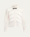 Valentino Lace-inset Pintuck Cotton Blouse