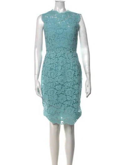 Pre-owned Valentino Lace Knee-length Dress In Blue