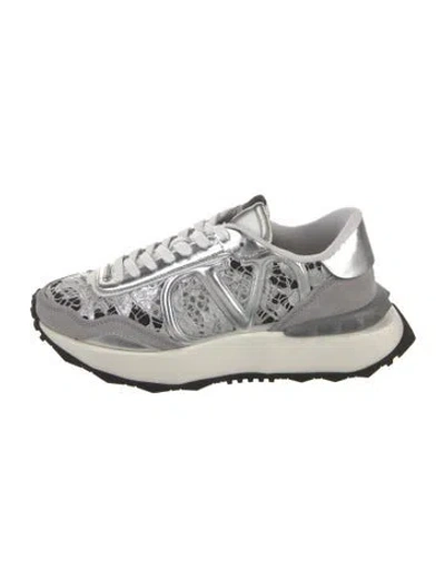 Pre-owned Valentino Garavani Lace Lace Pattern Athletic Sneakers In Gray