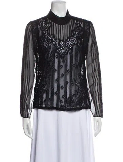 Pre-owned Valentino Lace Lace Pattern Blouse In Black