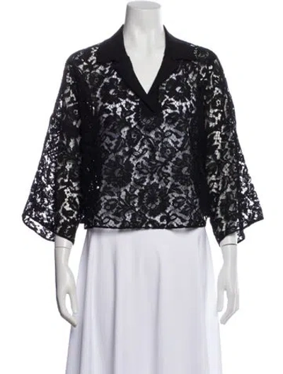 Pre-owned Valentino Lace Lace Pattern Blouse In Black