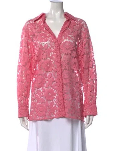 Pre-owned Valentino Lace Lace Pattern Blouse In Pink