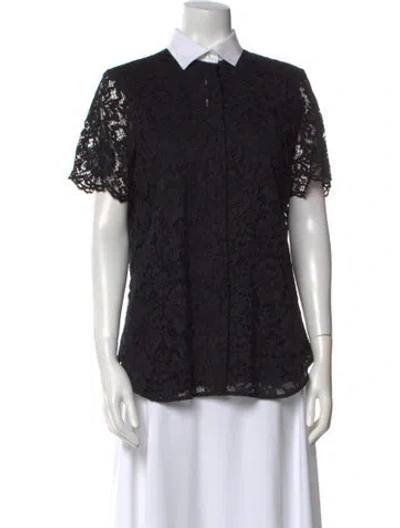 Pre-owned Valentino Lace Lace Pattern Button-up Top In Black